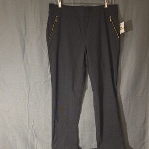 Rafaella Charcoal Pants with Gold Zipper Detail